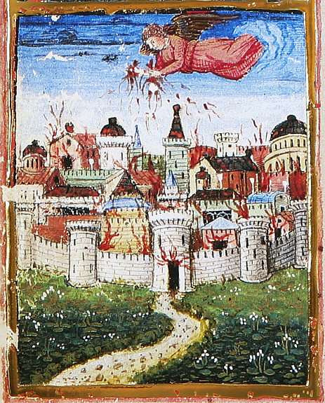 Angel of Plagues Illuminated 15th Century Manuscript