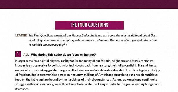 Why during this seder do we focus on hunger?