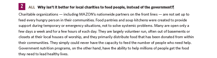Why isn’t it better for local charities to feed people, instead of the government?