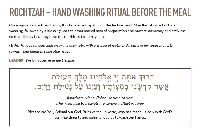 ROCHTZAH – HAND WASHING RITUAL BEFORE THE MEAL
