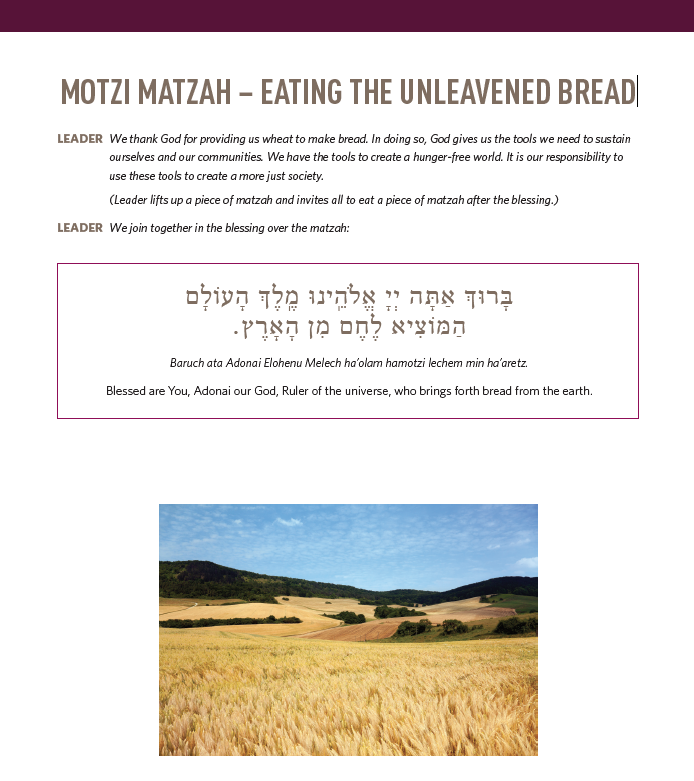 MOTZI MATZAH – EATING THE UNLEAVENED BREAD