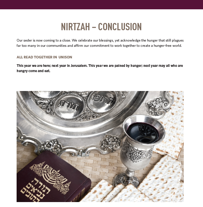 NIRTZAH – CONCLUSION