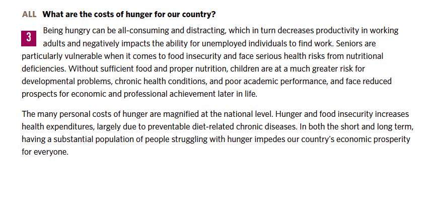 What are the costs of hunger for our country?