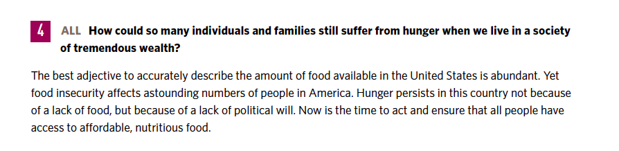 How could so many individuals and families still suffer from hunger when we live in a society of tremendous wealth?