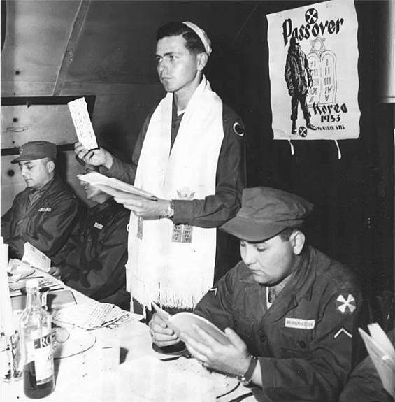 US Soldiers Celebrating Passover in Korea, 1953. Source: The National Archives.