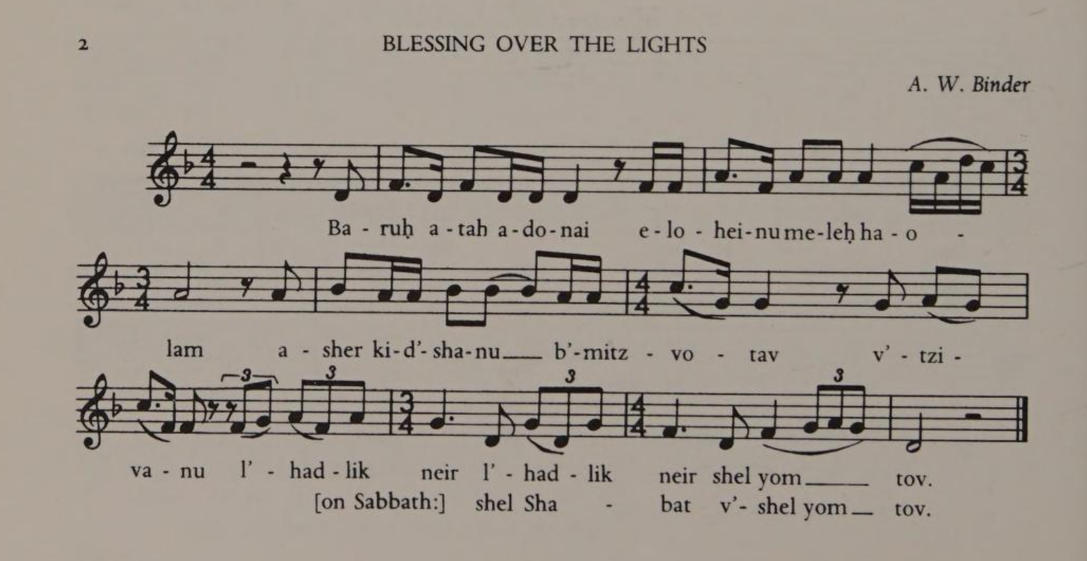 Tune for Candle Blessing Passover haggadah by Erica Schoenberg