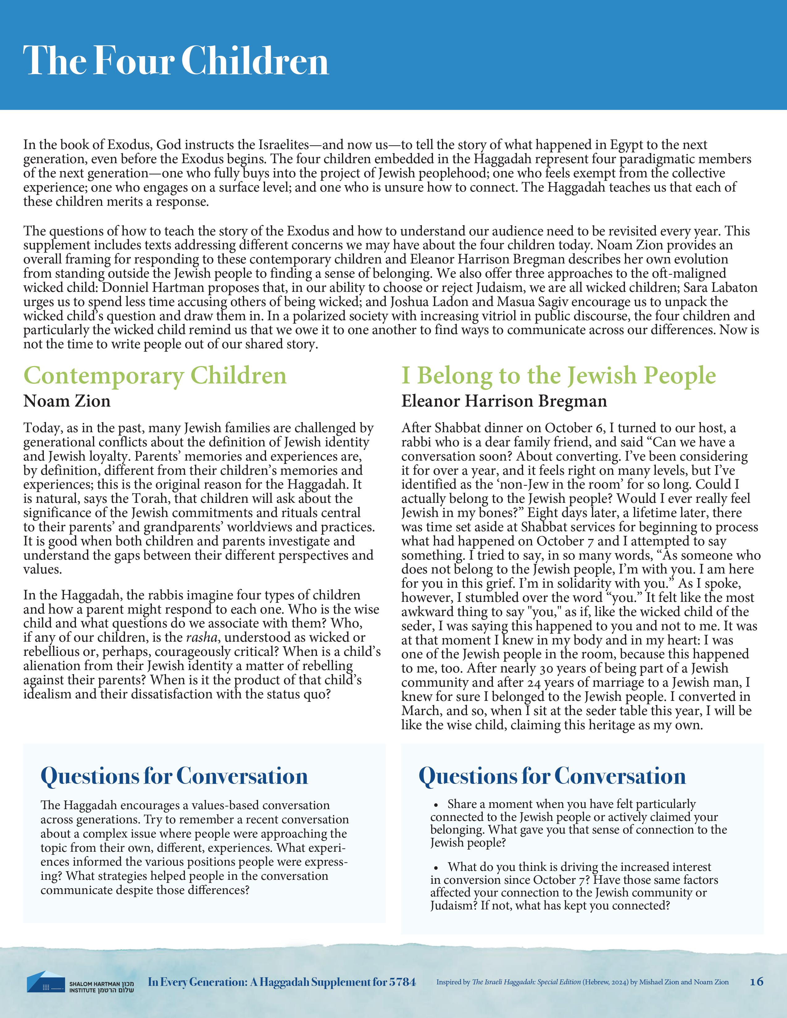 In Every Generation: The Four Children