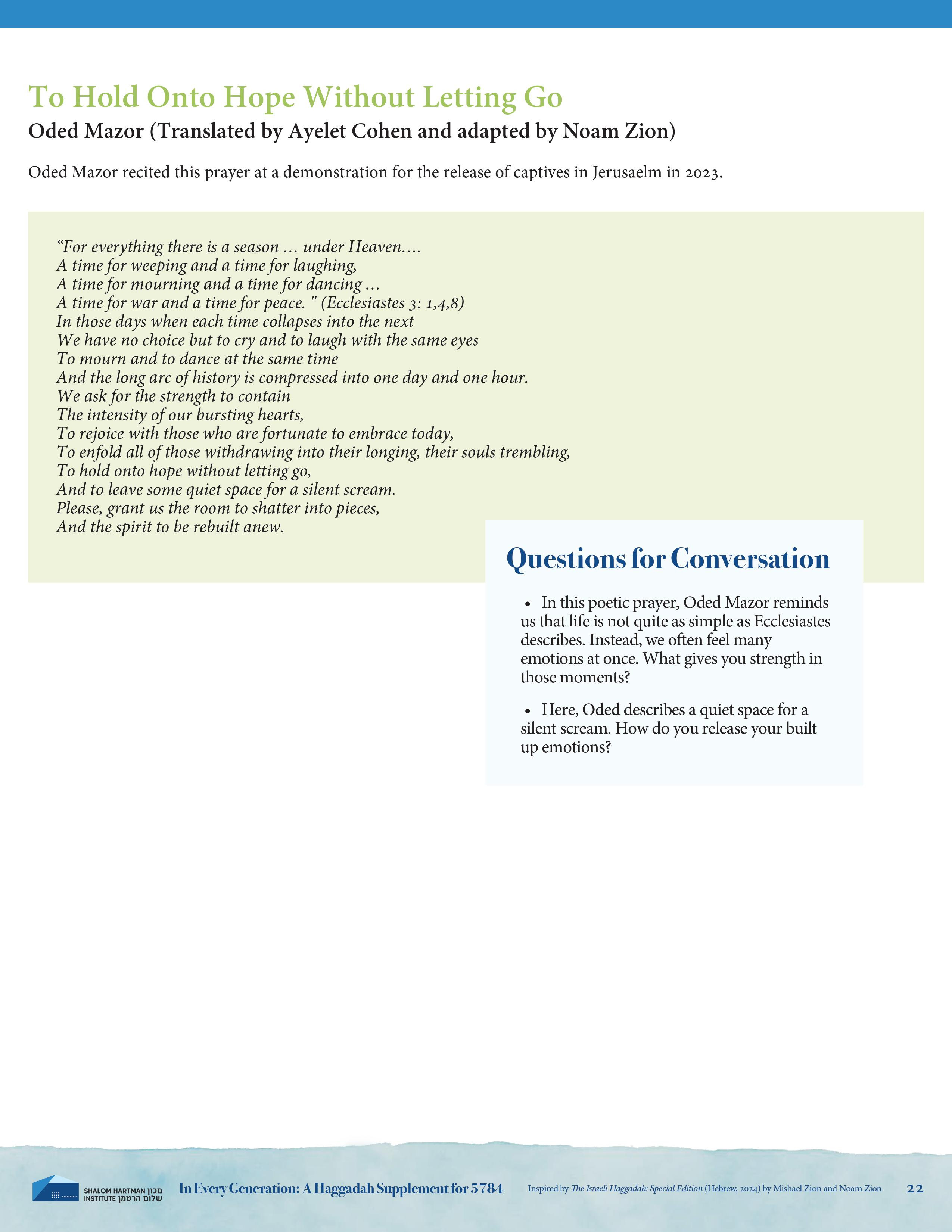 In Every Generation: Holding Onto Hope Without Letting Go