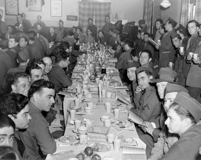 The Seder, circa 1943, held in Europe during WWII