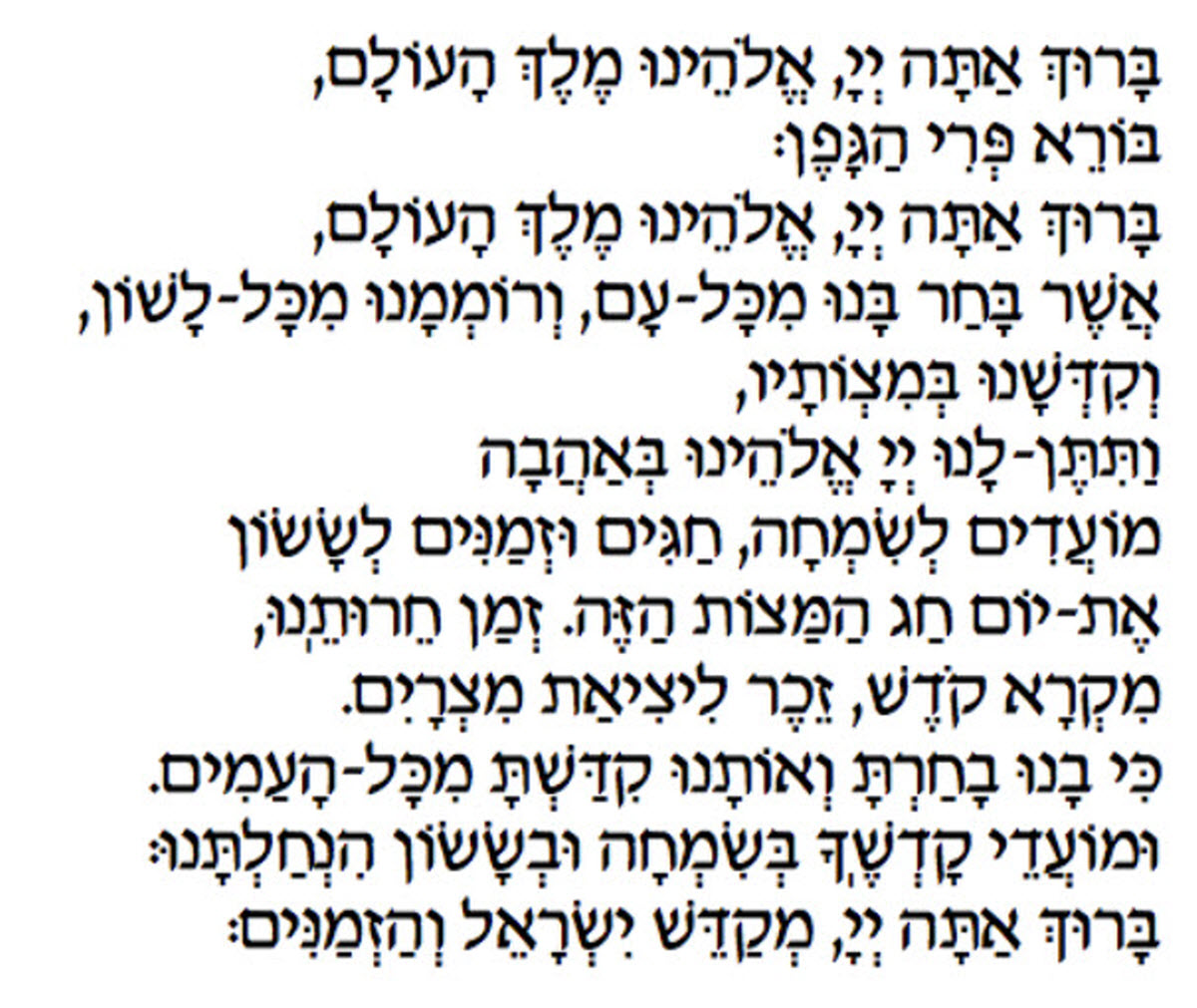 Kiddush Hebrew text Passover haggadah by Tamar Granor